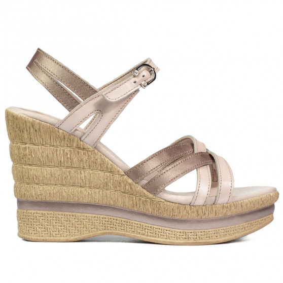 Sandales femme 5086 beige nacré combiné
