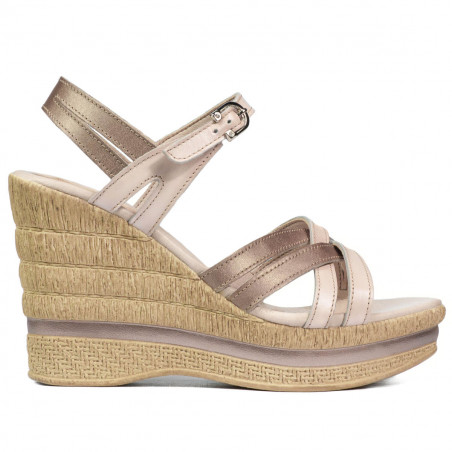Sandales femme 5086 beige nacré combiné