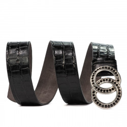 Ceinture femme 10ld croco noir