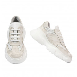 Baskets femme 6053 beige camouflage combiné