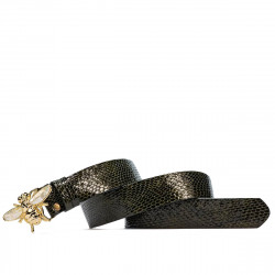 Ceinture femme 01ld croco laqué vert