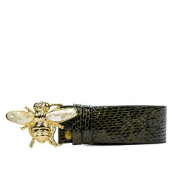 Ceinture femme 01ld croco laqué vert