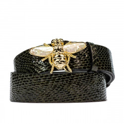 Ceinture femme 01ld croco laqué vert
