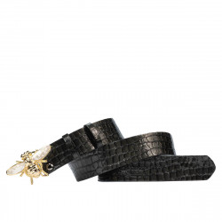 Ceinture femme 01ld croco verni anthracite