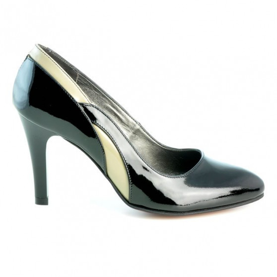 Chaussures élégantes femme 1218 vernis noir+beige