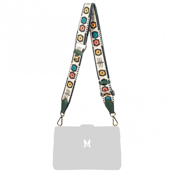 Bretelle (sangle) 101g multicolore + cuir vert