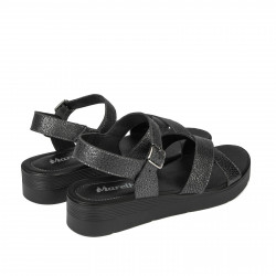 Sandales femme 5049-1 noir métallisé