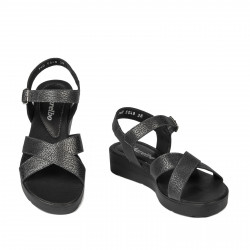 Sandales femme 5049-1 noir métallisé