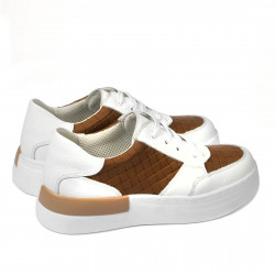 Chaussures de sport femme 6059 blanc+camel