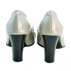 Chaussures élégantes femme 1213 vernis beige+noir