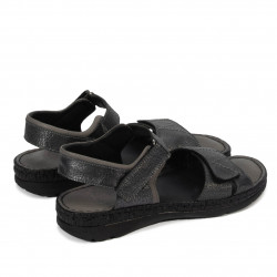 Sandales femme 5090 noir métallisé combiné