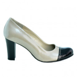 Chaussures élégantes femme 1213 vernis beige+noir