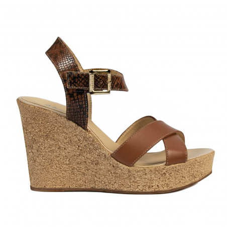 Sandales femme 5095 marron combiné