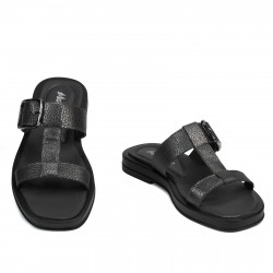 Sandales femme 5091 noir métallisé