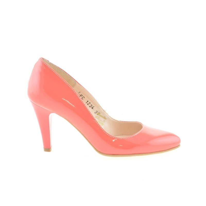 Chaussures élégantes femme 1234 verni rouge corail