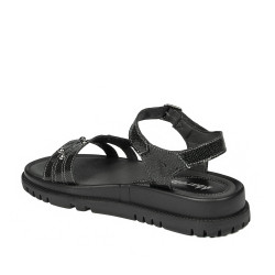 Sandales femme 5096 noir métallisé