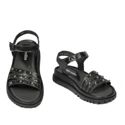 Sandales femme 5096 noir métallisé