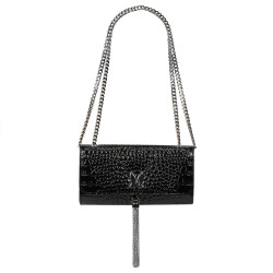 Sac à main femme bandoulière 008g croco verni noir