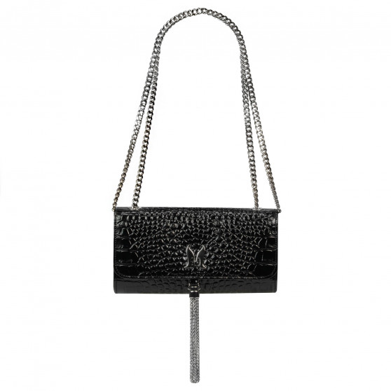 Sac à main femme bandoulière 008g croco verni noir