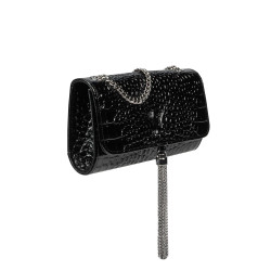 Sac à main femme bandoulière 008g croco verni noir