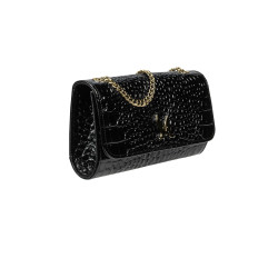 Sac à main femme bandoulière 012g croco verni noir