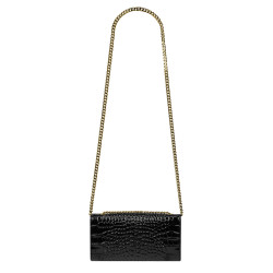 Sac à main femme bandoulière 012g croco verni noir