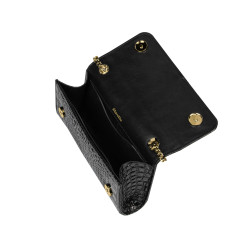 Sac à main femme bandoulière 012g croco verni noir