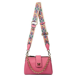 Sac à main femme en bandoulière 003g rose Barbie + noir