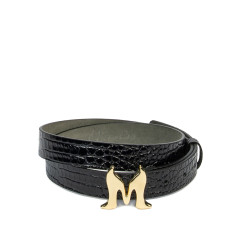 Ceinture femme 41m croco verni noir