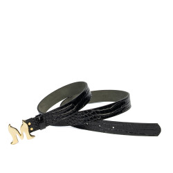 Ceinture femme 41m croco verni noir