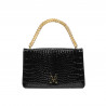 Sac à main pour femme à bandoulière 010g croco verni noir