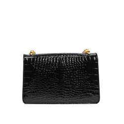 Sac à main pour femme à bandoulière 010g croco verni noir