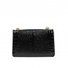 Sac à main pour femme à bandoulière 010g croco verni noir