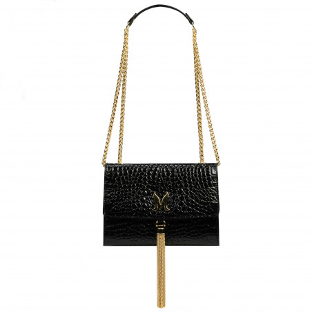 Sac à main femme épaule 009g croco verni noir