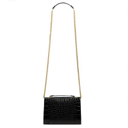 Sac à main femme épaule 009g croco verni noir