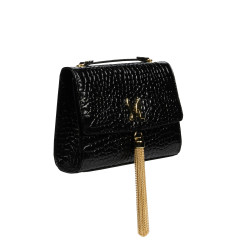 Sac à main femme épaule 009g croco verni noir