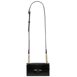Sac à main femme bandoulière 020g croco laqué noir