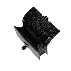 Sac à main femme bandoulière 020g 01 croco vernis noir