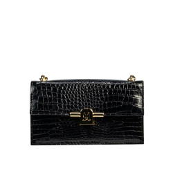 Sac à main femme bandoulière 020g croco laqué noir