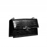 Sac à main femme bandoulière 020g 01 croco vernis noir