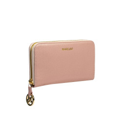 Portefeuille femme 200g rose poudré saffiano