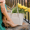 Sac à main femme épaule 021g beige saffiano