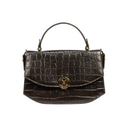 Sac à main femme 023g croco marron foncé