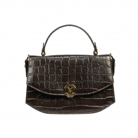 Sac à main femme 023g croco marron foncé