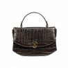 Sac à main femme 023g croco marron foncé