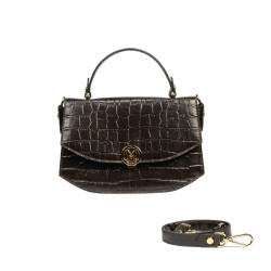 Sac à main femme 023g croco marron foncé