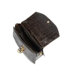 Sac à main femme 023g croco marron foncé