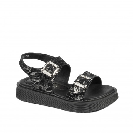 Sandales enfants 529 noir+argenté
