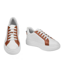 Baskets femme 6073 blanc+camel