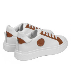 Baskets femme 6073 blanc+camel